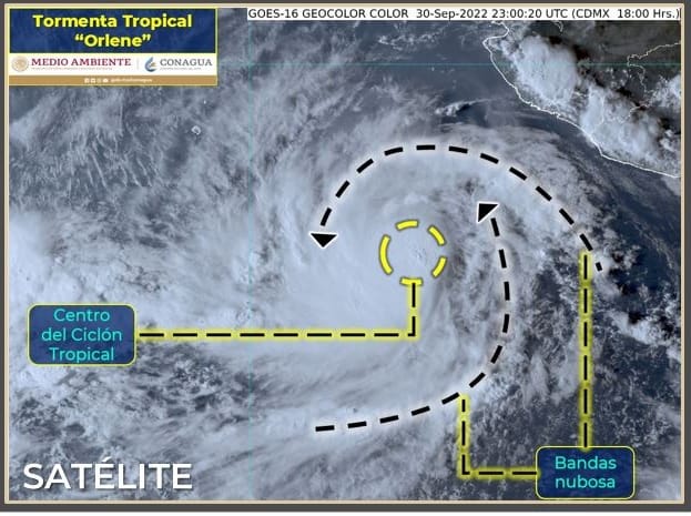 «ORLENE» CONTINÚA COMO TORMENTA TROPICAL A 400 KM DE MANZANILLO