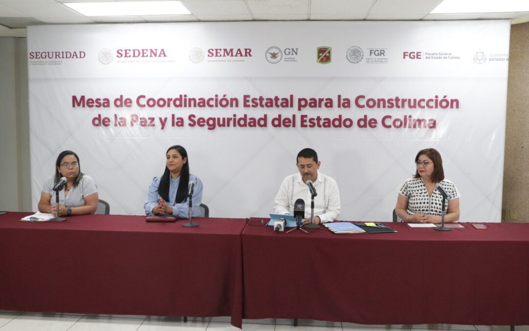 ACTUALIZA MESA DE PAZ Y SEGURIDAD CIFRAS DE LAS DOS ÚLTIMAS SEMANAS