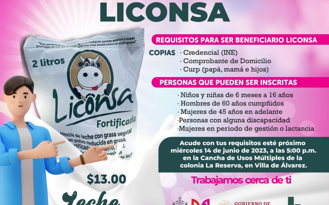 HABRÁ INSCRIPCIONES MASIVAS EN COLONIA LA RESERVA PARA RECIBIR LECHE LICONSA