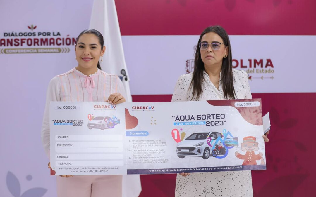 GOBERNADORA Y CIAPACOV PRESENTAN AQUASORTEO 2023; SE RIFARÁ AUTO, MOTO Y TV