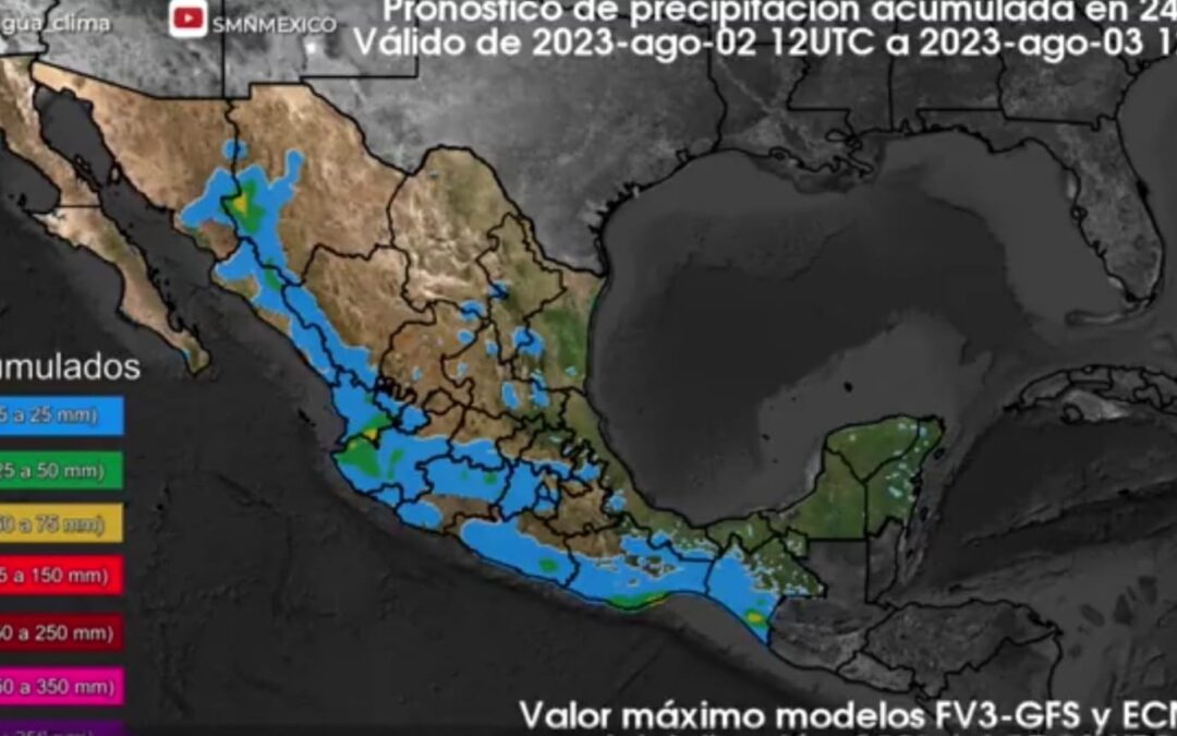 HOY PODRÍAN REGISTRARSE CHUBASCOS EN EL ESTADO DE COLIMA