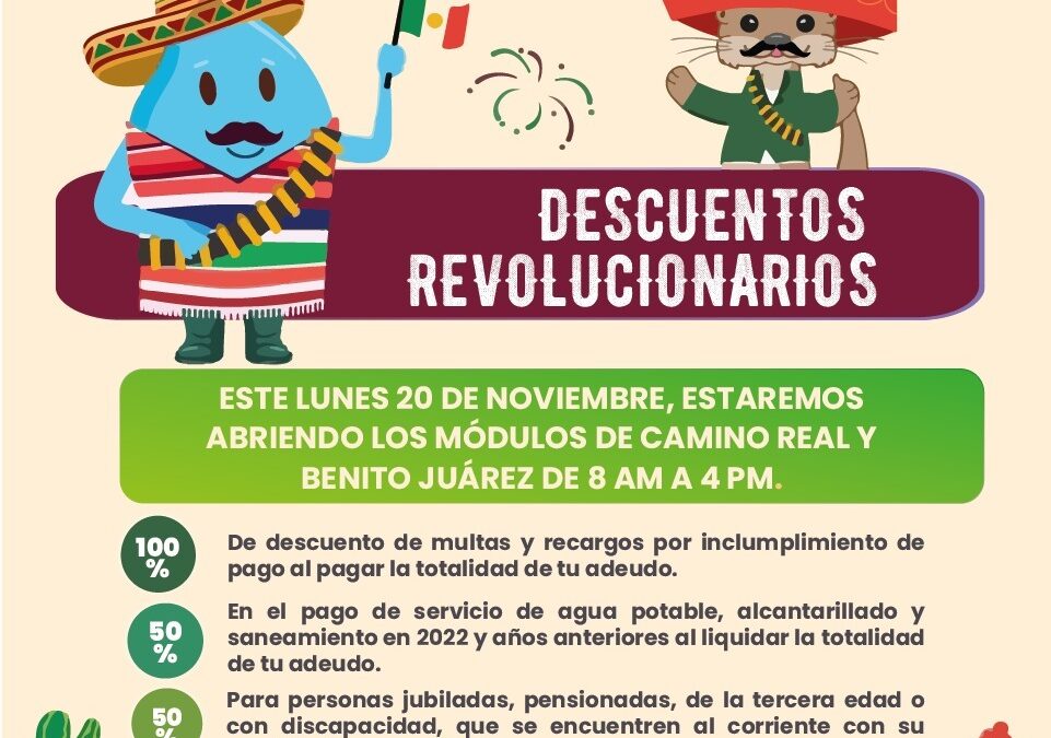 ÚLTIMA SEMANA DE DESCUENTOS REVOLUCIONARIOS EN PAGOS DE SERVICIOS EN CIAPACOV