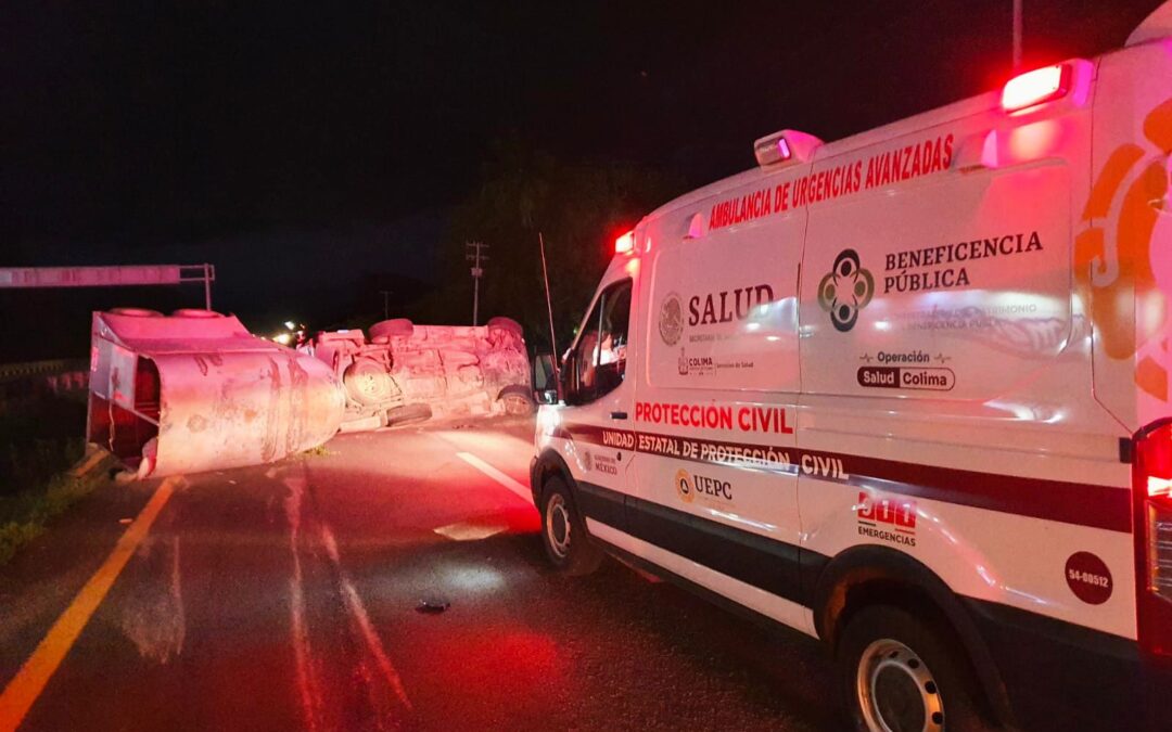 UEPC ATIENDE ACCIDENTE EN LA AUTOPISTA COLIMA-MANZANILLO; ALERTA POR CARRILES CERRADOS