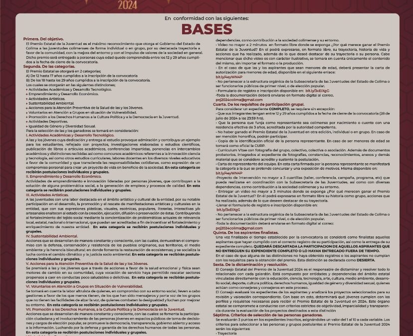 QUEDAN POCOS DÍAS PARA REGISTRARSE AL PREMIO ESTATAL DE LA JUVENTUD 2024