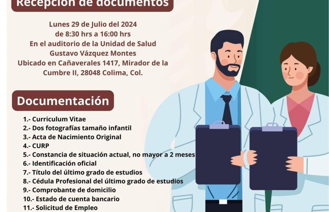 SERVICIOS DE SALUD CONVOCA A SER PARTE DEL EQUIPO IMSS-BIENESTAR EN EL ESTADO DE COLIMA