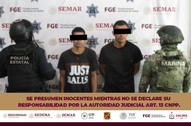 AGENTES DE LA POLICÍA ESTATAL Y SEMAR DETIENEN A DOS MASCULINOS POR ROBO CALIFICADO