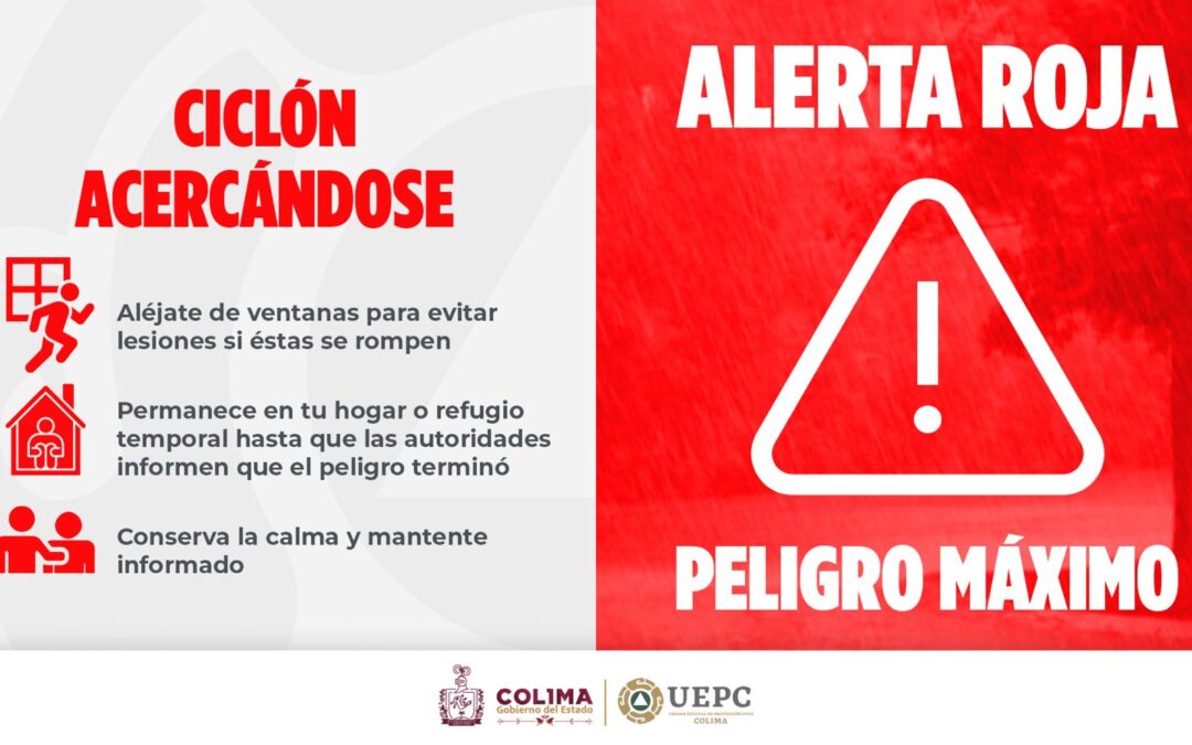 COLIMA EN ALERTA ROJA POR HURACÁN ‘JOHN’, IMPLICA PELIGRO MÁXIMO