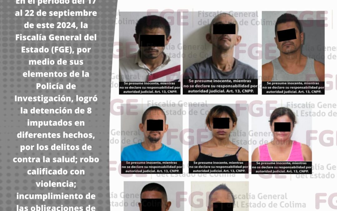 DETIENEN A 8 EN DIFERENTES MUNICIPIOS, MEDIANTE ÓRDENES DE APREHENSIÓN