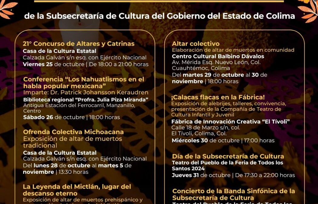 CULTURA COLIMA CONMEMORARÁ EL ‘DÍA DE MUERTOS’ CON DIVERSAS ACTIVIDADES