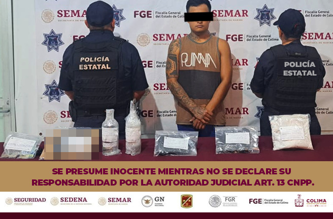 POLICÍA ESTATAL Y SEMAR DETIENEN A MASCULINO POR PRESUNTO ROBO A MANO ARMADA EN COLIMA