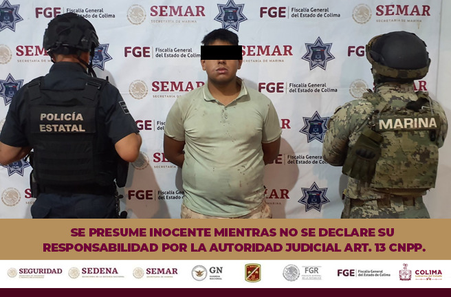 POLICÍA ESTATAL Y MARINA DETIENEN EN COLIMA A UN MASCULINO, POR DAÑOS Y LESIONES