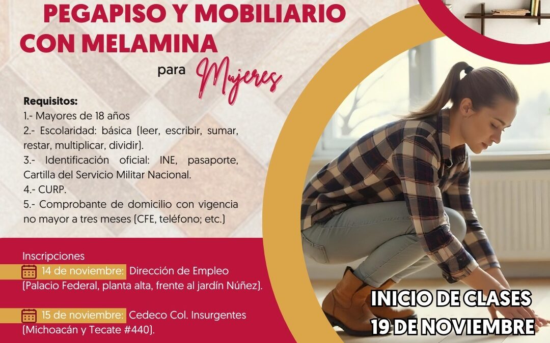 TRABAJO COLIMA OFRECE A MUJERES CAPACITACIÓN EN PEGAPISO Y MUEBLES DE MELAMINA