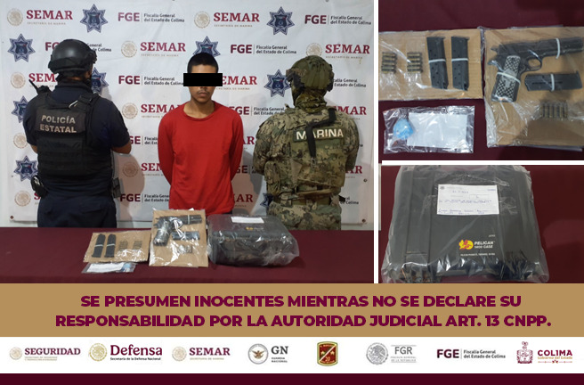 DETIENEN EN COQUIMATLÁN A PRESUNTO RESPONSABLE DE DELITOS RELACIONADOS CON ARMAS Y SUSTANCIAS ILÍCITAS