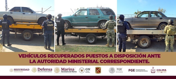 RECUPERA LA POLICÍA ESTATAL TRES VEHÍCULOS ROBADOS EN COLIMA