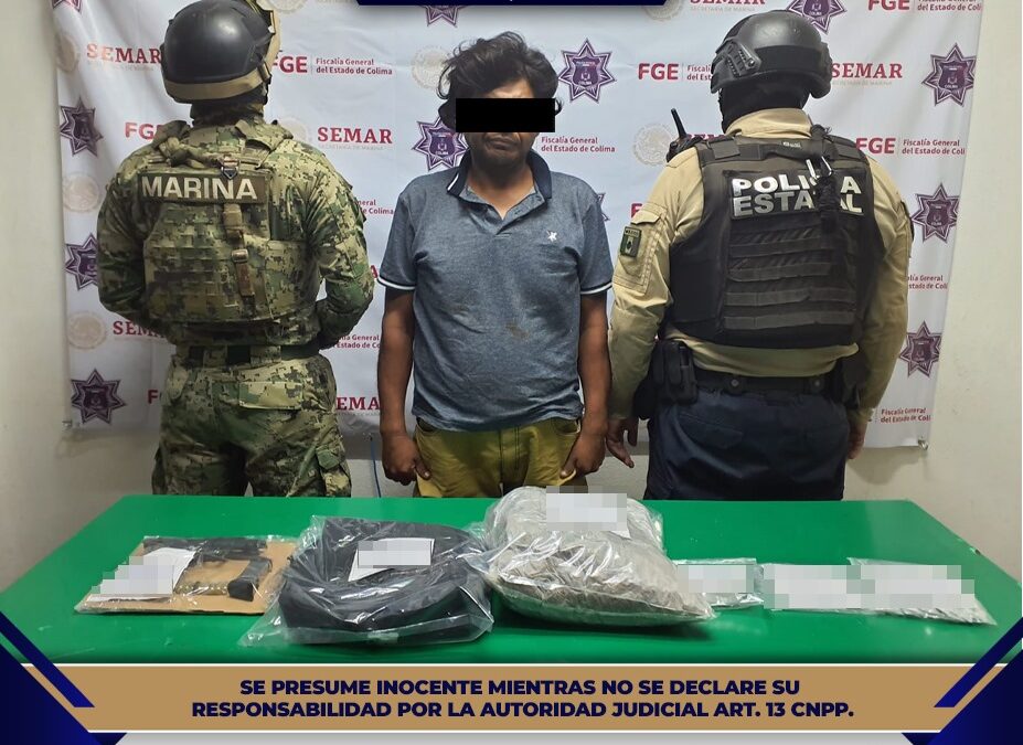 DETIENE POLICÍA ESTATAL A SUJETO POR COMETER DELITOS CONTRA LA SALUD Y PORTAR ARMA DE FUEGO