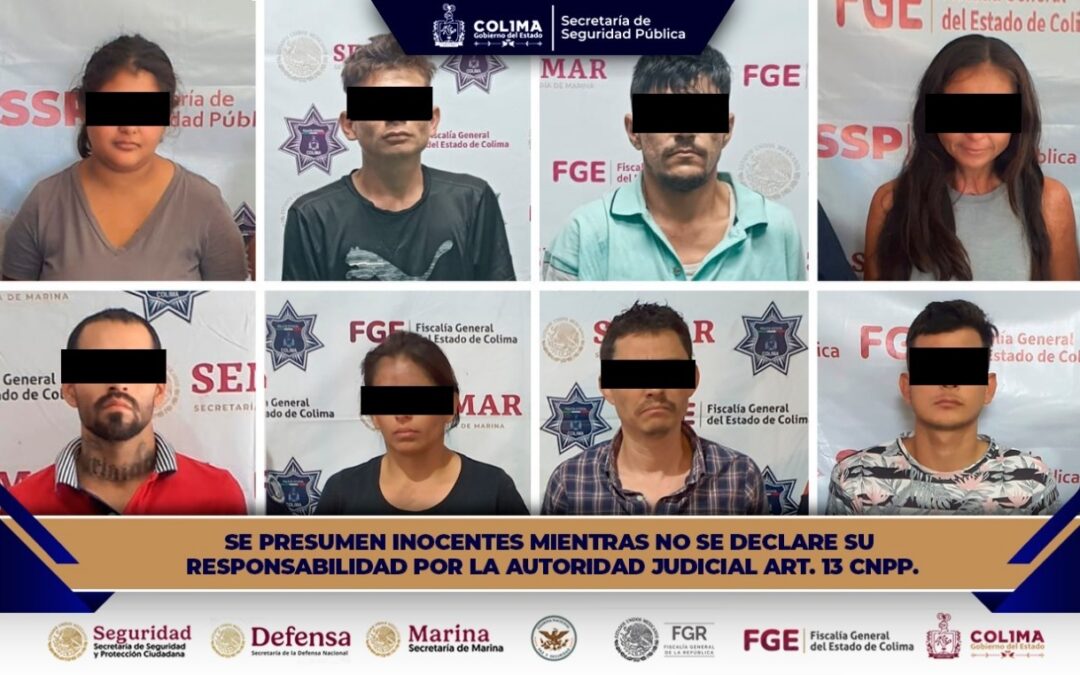 DETIENE SEGURIDAD PÚBLICA ESTATAL A 8 PERSONAS POR COMETER DELITOS CONTRA LA SALUD