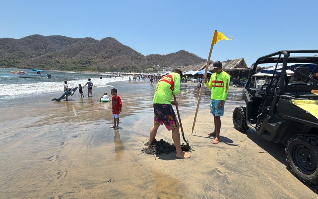 UEPC COLIMA CON GUARDAVIDAS EXHORTA A VACACIONISTAS A ATENDER RECOMENDACIONES
