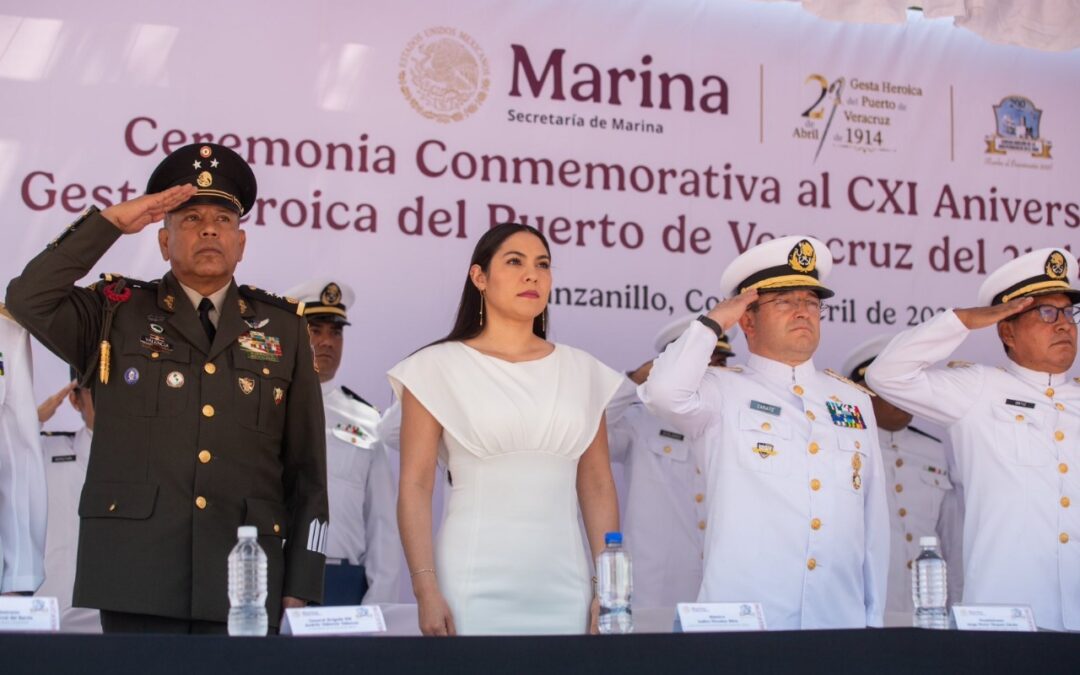 EN MANZANILLO, INDIRA ASISTE A CEREMONIA POR ANIVERSARIO DE LA GESTA HEROICA DEL PUERTO DE VERACRUZ