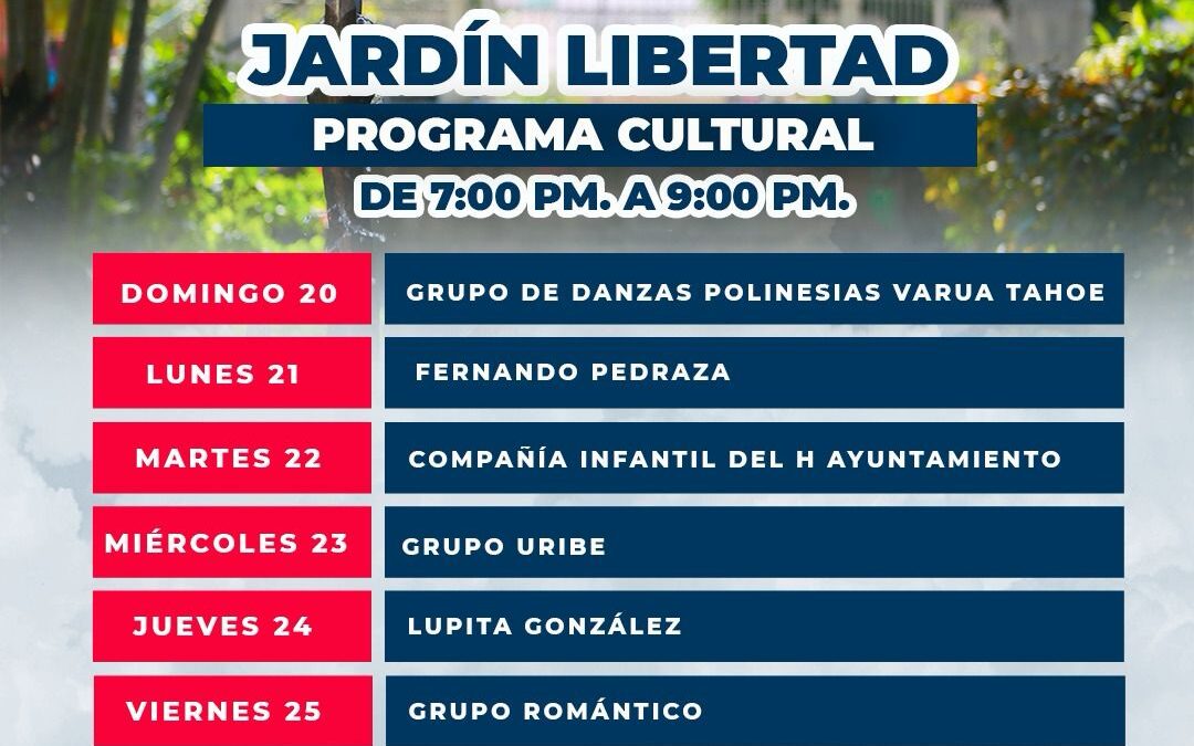 PRESIDENTE RIULT RIVERA INVITA A HACER PLAN EN LA CAPITAL Y DISFRUTAR DE LAS ACTIVIDADES CULTURALES EN EL JARDÍN LIBERTAD