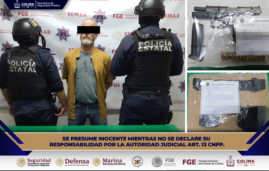 DETIENE POLICÍA ESTATAL A SUJETO QUE PORTABA ARMA DE FUEGO CON CARGADORES Y CARTUCHOS