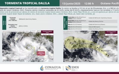 REPORTAN FORMACIÓN DE TORMENTA TROPICAL ‘DALILA’, PODRÍA GENERAR LLUVIAS FUERTES EN COLIMA