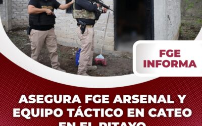 ASEGURA FGE ARSENAL Y EQUIPO TÁCTICO EN CATEO EN EL PITAYO