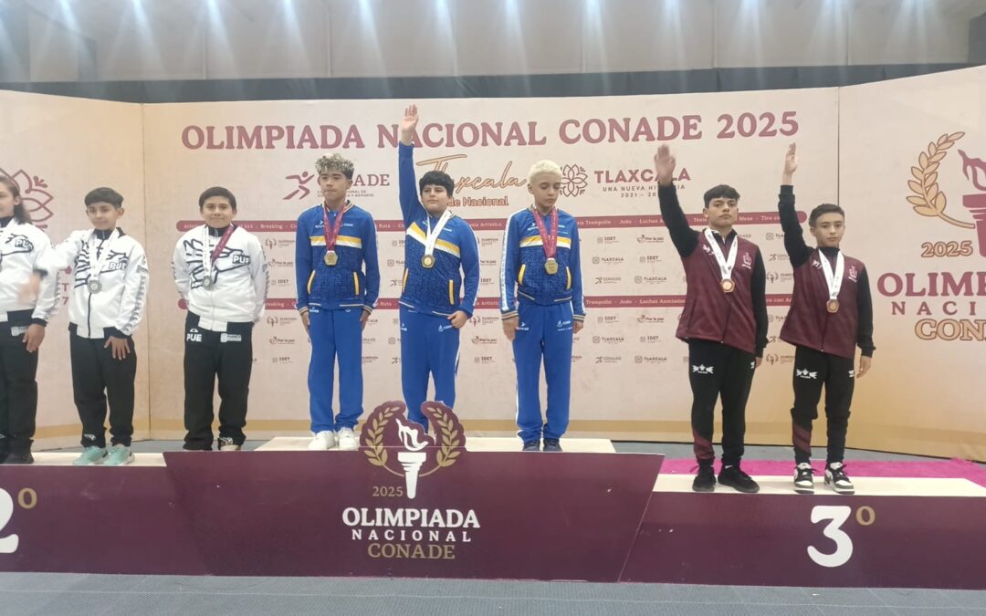 COLIMA INICIA CON MEDALLA DE BRONCE POR EQUIPOS EN GIMNASIA DE TRAMPOLÍN EN OLIMPIADA NACIONAL