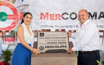 COLOCÓ INDIRA VIZCAÍNO PRIMERA PIEDRA DE PROYECTO MERCOLIMA CENTRAL DE ABASTO Y PUNTO LOGÍSTICO