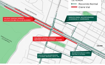 ESTE JUEVES SE INHABILITA CARRIL LATERAL SUR EN TERCER ANILLO PERIFÉRICO, EN SENTIDO VILLA DE ÁLVAREZ-COLIMA