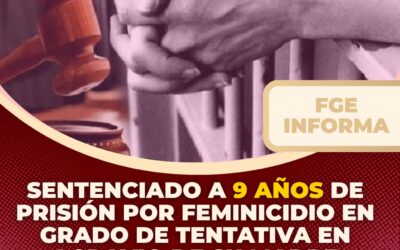 SENTENCIADO A 9 AÑOS DE PRISIÓN POR FEMINICIDIO EN GRADO DE TENTATIVA EN AGRAVIO DE SU MADRE