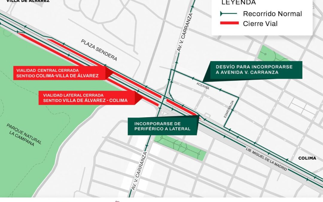 SEIDUM: DESDE ESTE MIÉRCOLES SE INHABILITAN CARRILES CENTRALES EN TERCER ANILLO PERIFÉRICO, EN SENTIDO COLIMA-VILLA DE ÁLVAREZ