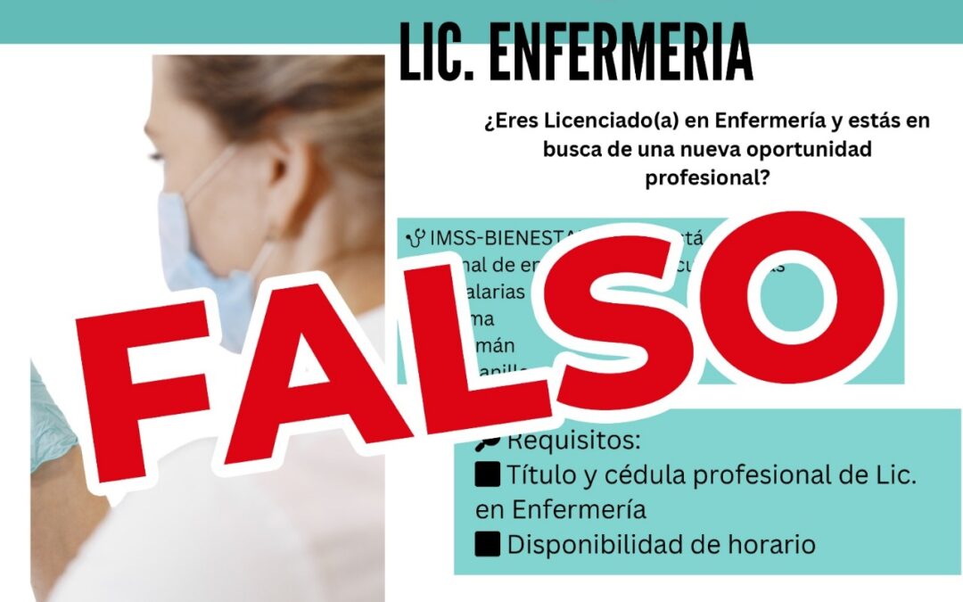 SECTOR SALUD COLIMA ALERTA SOBRE INFORMACIÓN FALSA EN REDES, SOBRE SUPUESTA OFERTA DE TRABAJO