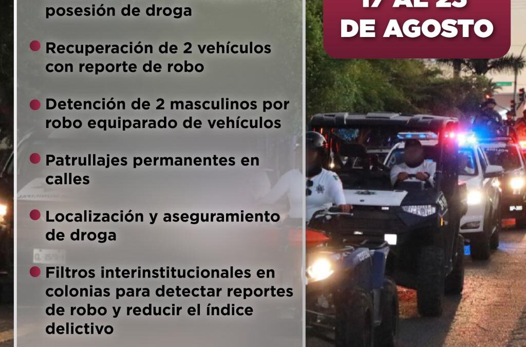 2 VEHÍCULOS RECUPERADOS Y 54 PERSONAS DETENIDAS: RESULTADOS DE LA ÚLTIMA SEMANA DE LA DIRECCIÓN DE SEGURIDAD PÚBLICA DE MANZANILLO