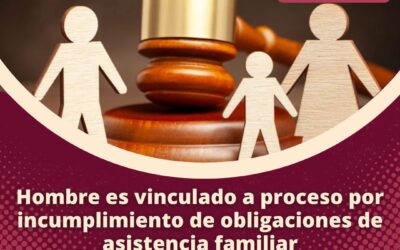 HOMBRE ES VINCULADO A PROCESO POR INCUMPLIMIENTO DE OBLIGACIONES DE ASISTENCIA FAMILIAR