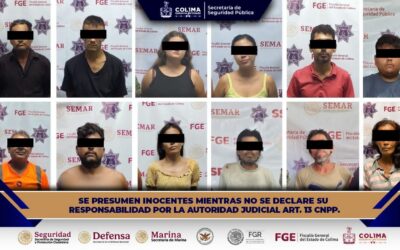 SSP COLIMA DETIENE A 12 PERSONAS POR DELITOS CONTRA LA SALUD