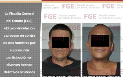 DOS VINCULADOS POR SU PRESUNTA RESPONSABILIDAD DE ROBO Y HECHO DE TRÁNSITO QUE LESIONÓ A MENORES EN COLIMA