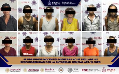SSP COLIMA DETIENE A 12 PERSONAS POR DELITOS CONTRA LA SALUD