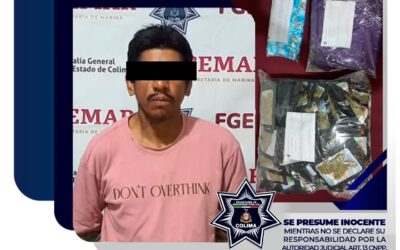 SSP: POLICÍA ESTATAL DETIENE EN COLIMA A SUJETO CON GRAN CANTIDAD DE DROGA