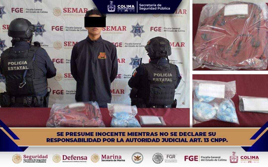 SSP ASEGURA DROGA Y DETIENE A MASCULINO DURANTE OPERATIVO EN EL MUNICIPIO DE COLIMA