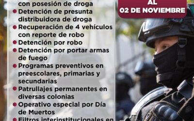 REPORTA MANZANILLO ACCIONES DE SEGURIDAD; RECUPERAN VEHÍCULOS, DETENCIONES Y ASEGURAMIENTOS