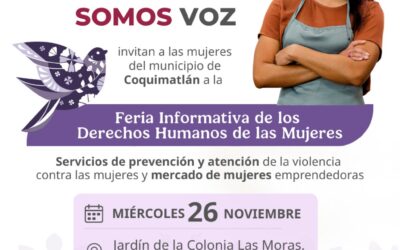 ICM REALIZA ESTE MIÉRCOLES LA FERIA DE LOS DERECHOS HUMANOS DE LAS MUJERES EN COQUIMATLÁN