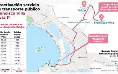SUBSEMOV REALIZA ACCIONES PARA RESTABLECER REGULARIDAD Y OPERATIVIDAD DE LA RUTA 11 EN MANZANILLO