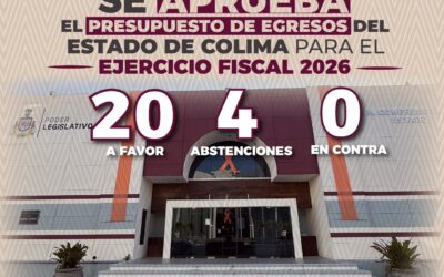 POR MAYORÍA, APRUEBA LXI LEGISLATURA EL PAQUETE ECONÓMICO 2026 PARA EL ESTADO DE COLIMA