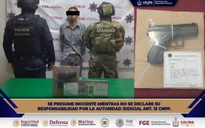 SSP: POLICÍA ESTATAL DE COLIMA DETIENE A SUJETO POR ROBO CON VIOLENCIA Y PORTACIÓN DE ARMA DE FUEGO
