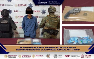 POLICÍA ESTATAL DE COLIMA DETIENE A UN INDIVIDUO CON ARMA DE FUEGO Y NARCÓTICOS