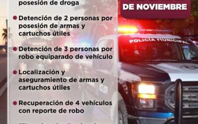 LOGRAN EN MANZANILLO DETENCIONES POR POSESIÓN DE DROGA, ROBO Y ASEGURAMIENTO DE ARMAS