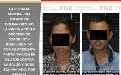 INICIAN PROCESO CONTRA PAREJA POR POSESIÓN DE DROGA Y ROBO DE MOTO