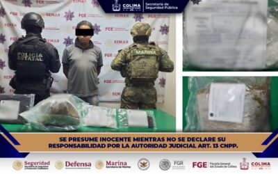 POLICÍA ESTATAL DE COLIMA DETIENE A MASCULINO POR DELITOS CONTRA LA SALUD, EN MANZANILLO