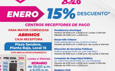 OFRECE VILLA DE ÁLVAREZ DESCUENTO DEL 15% AL PAGAR PREDIAL EN ENERO