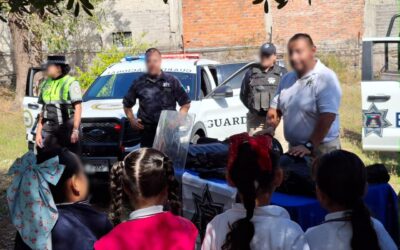 SSP COLIMA Y DEPENDENCIAS DE SEGURIDAD REALIZAN DEMOSTRACIÓN DE FUNCIONES EN JARDÍN DE NIÑOS